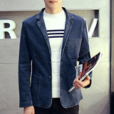 2016春季新款韩版男装 牛仔外套西装领休闲修身青年纯棉外穿上衣