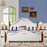 地中海床美式双人床1.5 1.8米卧室家具板木气动储物大床特价