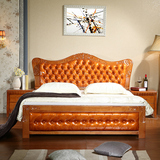 现代简约实木床双人床软包1.8米欧式床田园高档橡木婚床高箱储物