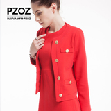 Pzoz欧美潮牌 春季新款呢子大衣女修身短款羊毛呢外套女H5309