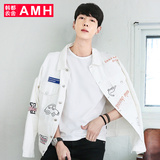 AMH男装韩版2016秋季新款青年潮流趣味牛仔夹克外套男NR5394輣