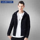 Lilbetter牛仔外套男 机车风连帽夹克衫jacket青年工装男士外衣潮