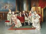 高清喷绘印刷油画 欧式宫廷人物贵族 卧室客厅餐厅壁画