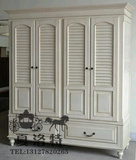 美式乡村实木雕花衣柜 法式复古做旧3门4门 储物柜 简欧卧室家具