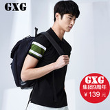 GXG男装夏装新款潮流上衣 男士时尚黑色拼接短袖POLO衫#52124009