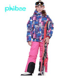 外贸户外儿童冲锋衣女童户外服滑雪服防风防雨保暖棉衣套装
