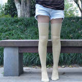 冬季新款过膝高筒袜女人黄色大腿长袜子保暖磨毛加厚显瘦美腿袜套