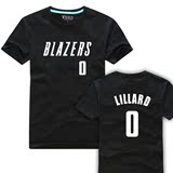 2015包邮 开拓者0号利拉德T恤球衣短袖纯棉篮球运动夏季学生短袖