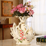 欧式陶瓷花瓶摆件装饰品客厅电视柜酒玄关工艺品创意结婚礼物天鹅