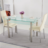 小户型钢化玻璃餐桌创意双层长方形4人6人饭桌简约现代餐桌椅组合