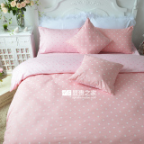 全棉床上用品床单床笠床裙式四件套纯棉韩式公主粉色波点斜纹床品