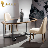 餐桌椅 组合品牌高档现代简约椭圆形餐台钢化玻璃餐桌餐厅家具