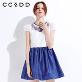 CCDD2015夏装专柜正品短袖连衣裙复古绣花蓬蓬公主裙