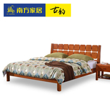 南方家私现代中式简约实木床 1.8米大床橡胶木实木双人床时尚新款