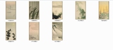 高清国画电子大图片日本潇湘八景山水条屏中书字绘墨写意装饰素材