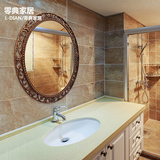 美式乡村浴室镜 大椭圆浴室镜 玄关装饰卫浴镜 浴室镜子欧式A03