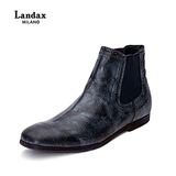 Landax意大利手工短靴 男士皮靴 复古英伦短靴 商务休闲皮靴 军靴