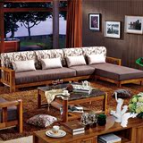 客厅实木沙发柚木布艺组合贵妃沙发住宅家具时尚现代中式木质沙发
