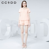 【有S码】CCDD2016夏装新专柜正品女 欧根纱绣上衣+短裤两件套装
