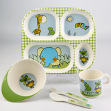 KORDCO 密胺儿童餐具套装便携5件套 创意卡通分格餐盘宝宝吃饭盘