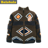 巴拉巴拉童装男童毛线外套中大童外套加厚加绒2015儿童冬装新款