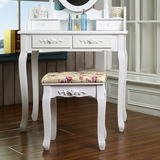 欧式简约白色实木梳妆台凳子 现代韩式田园梳妆凳卧室椅子包邮
