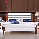 光明家具 进口水曲柳全实木1.5米双人床 简约现代卧室实木家具床