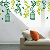墙贴纸创意贴画客厅沙发墙装饰电视墙田园植物花卉超大 花园鸟语