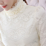 蕾丝衫女2015冬装新款韩版女装长袖上衣秋季中长款打底衫潮