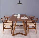 美式复古实木餐桌椅 现代时尚电脑桌 简约会议办公桌 咖啡厅桌椅