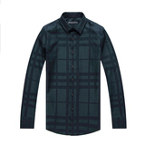 GXG男装 2015冬季商场同款 男士绿色精致方格衬衫#54103068