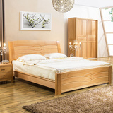 实木单人床1.2/1.5米、1.8米简约现代榉木床双人床特价木质床包邮