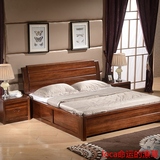 实木床1.8 黑胡桃木床高箱储物床现代中式1.5米双人床婚床小户型