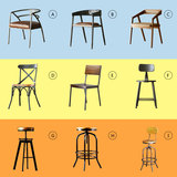 LOFT复古铁艺实木餐桌餐椅 简约休闲咖啡厅吧台椅凳办公椅子 批发