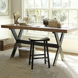 美式家装实木铁艺餐桌饭桌办公桌酒店桌长方形实用复古做旧书桌