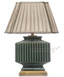 创意美式欧式方形条纹墨绿陶瓷全铜台灯现代中式客厅卧室床头灯饰