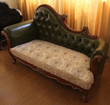 欧式贵妃椅简单美式实木真皮贵妃榻椅沙发组合新古典家具美人靠