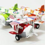 Q版 合金战斗机双机翼客机飞机声光回力飞机模型车模儿童玩具