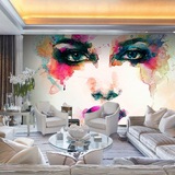 水彩艺术人物背景壁纸主题美容院个性发廊大型壁画立体3D墙纸壁纸
