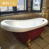 蒙特珠光板独立式贵妃浴缸复古典单人欧式可移动亚克力浴缸保温好