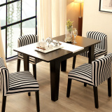 可折叠伸缩餐桌椅组合 简约现代黑白色小户型方桌宜家胡桃色饭桌