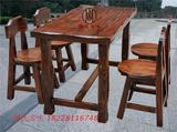 碳化防腐桌椅套件 实木餐桌椅组合 家用 农家乐 饭店桌椅四人桌