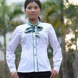 2015新款中国农业银行工作服长袖女衬衫白色正品农行制服修身纯色