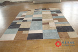 新西兰进口羊毛地毯商用客厅茶几卧室现代简约格子拼块地毯定制