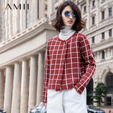 amii冬季直筒修身大码短款套头长袖打底针织款纯色女装通勤毛衣