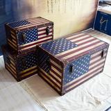 美式复古道具箱子收纳箱皮箱子 储物箱 橱窗陈列装饰箱国旗款套五