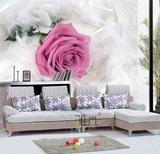 欧式浪漫羽毛玫瑰大型壁画 沙发电视背景墙纸 3D客厅卧房婚房壁纸