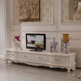 欧式大理石电视柜茶几家具组合新款法式客厅白色面实木雕花2.15米
