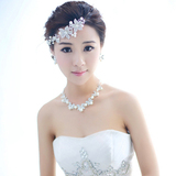 新娘韩式饰品三件套水钻皇冠珍珠项链头饰结婚婚纱日韩发饰套装