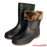 冬季时尚大码雨鞋加绒加棉男式女式中筒雨靴韩版超软保暖防水鞋